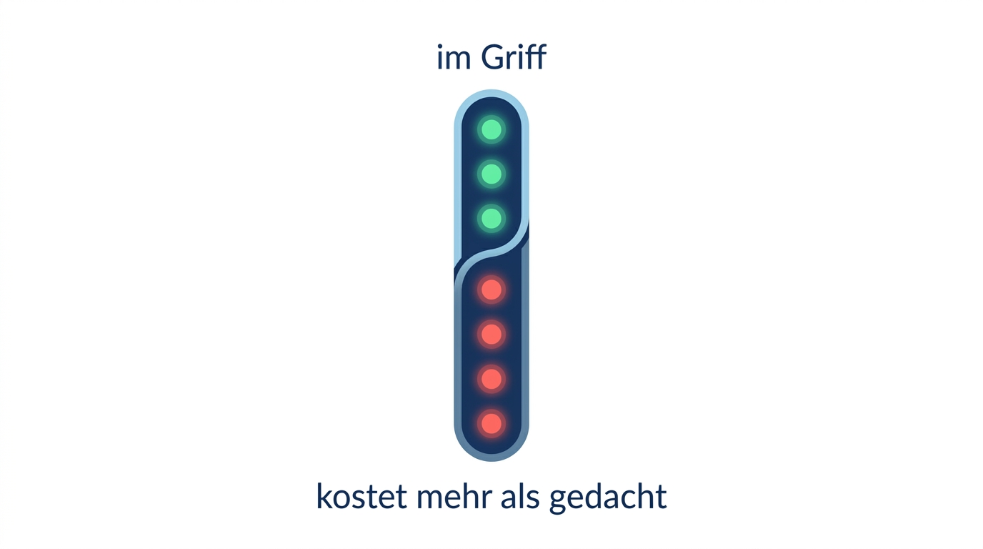 Schematische Checkliste mit 7 Punkten, einige angehakt, minimalistisch, Navy/Hellblau